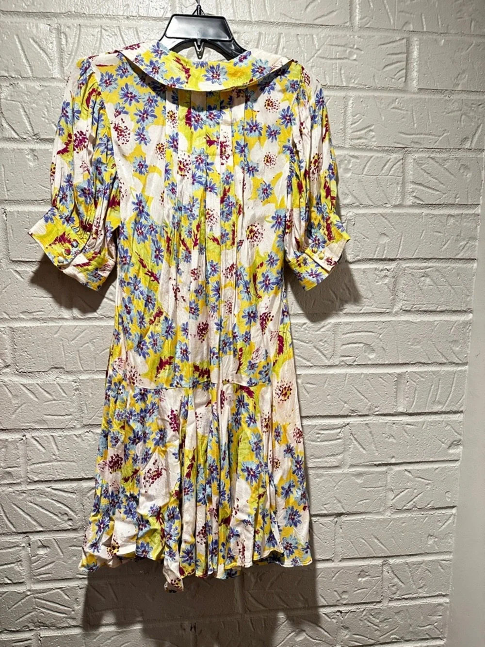 NWT Free People Sugar Crush Floral Mini Dress in Lemon Combo Size Medium